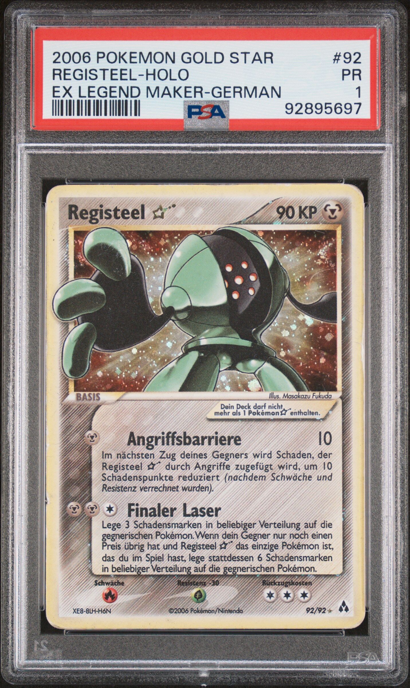2006 POKEMON EX LEGEND MAKER 92 REGISTEEL-HOLO GERMAN-GOLD STAR - POOR 1 - Pokémon 2006 POKEMON EX LEGEND MAKER 92 REGISTEEL-HOLO GERMAN-GOLD STAR - POOR 1 - Pokémon