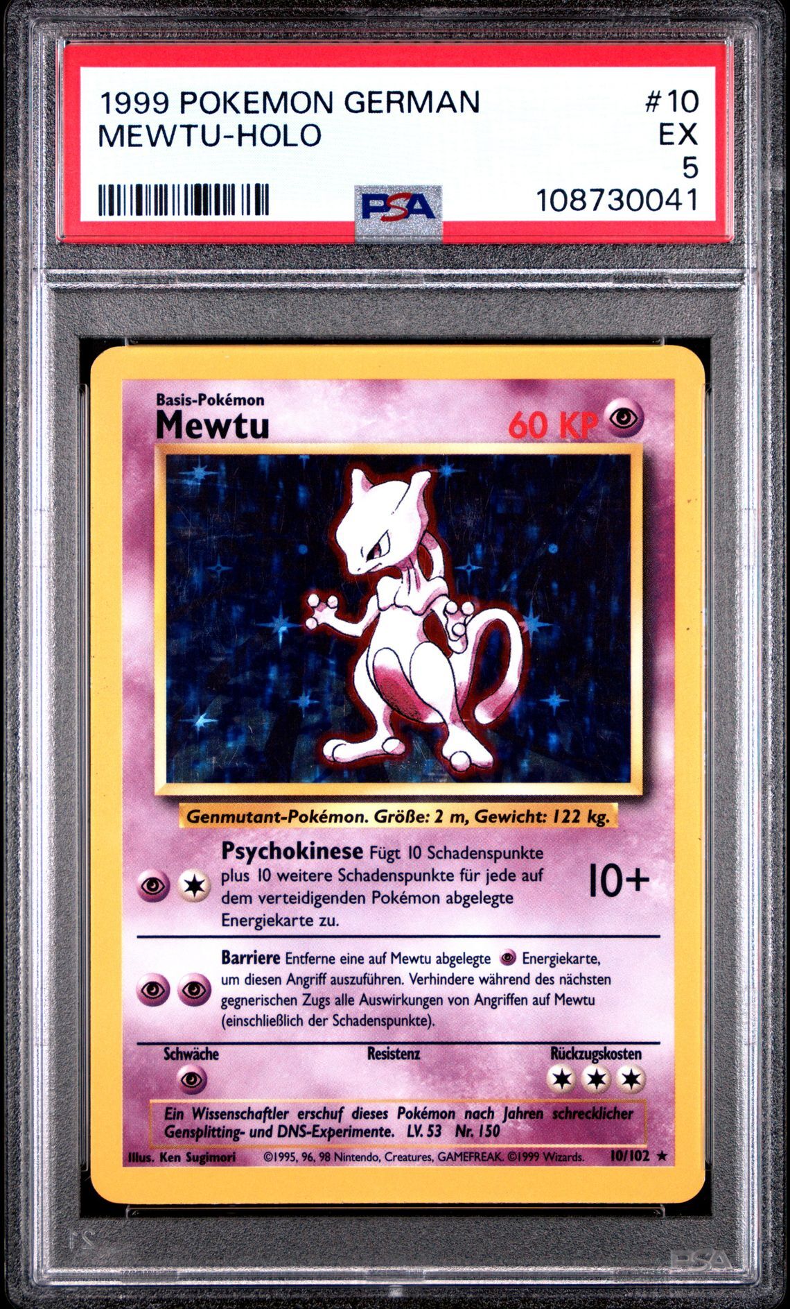 1999 POKEMON GERMAN 10 MEWTU-HOLO - PSA 5 EX - Pokémon 1999 POKEMON GERMAN 10 MEWTU-HOLO - PSA 5 EX - Pokémon