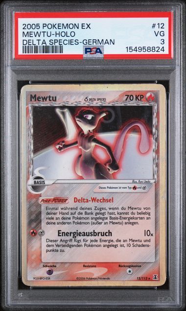 Mewtu #12 - ex Delta Species - Holo - PSA 3 VG - Pokemon