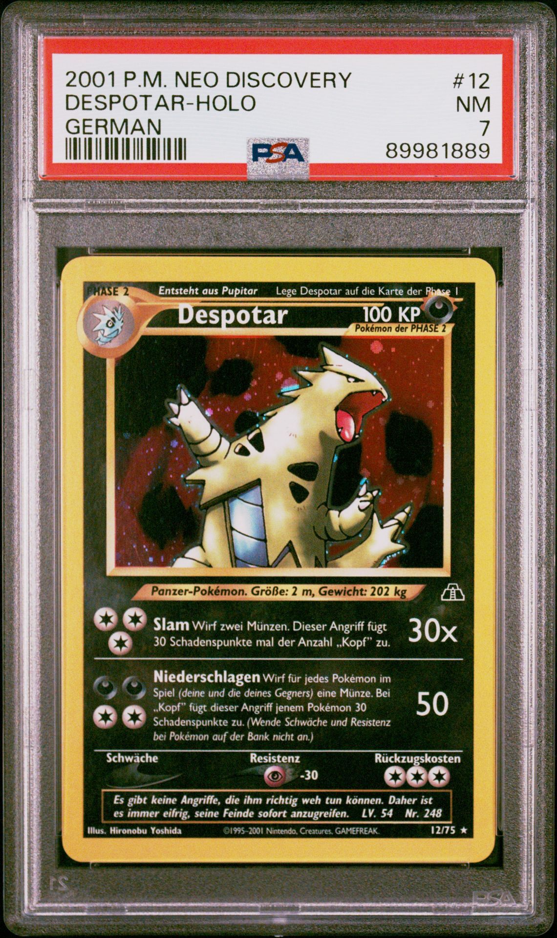 2001 POKEMON NEO DISCOVERY 12 DESPOTAR-HOLO GERMAN - PSA 7 NM - Pokémon 2001 POKEMON NEO DISCOVERY 12 DESPOTAR-HOLO GERMAN - PSA 7 NM - Pokémon