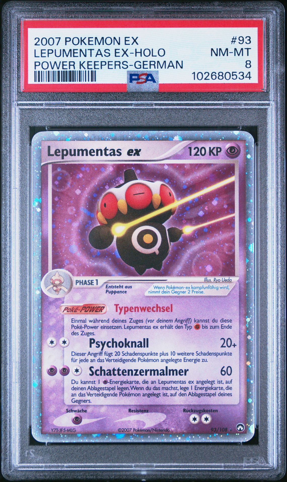 2007 POKEMON EX POWER KEEPERS 93 LEPUMENTAS EX-HOLO GERMAN - PSA 8 NM-MT - Pokémon