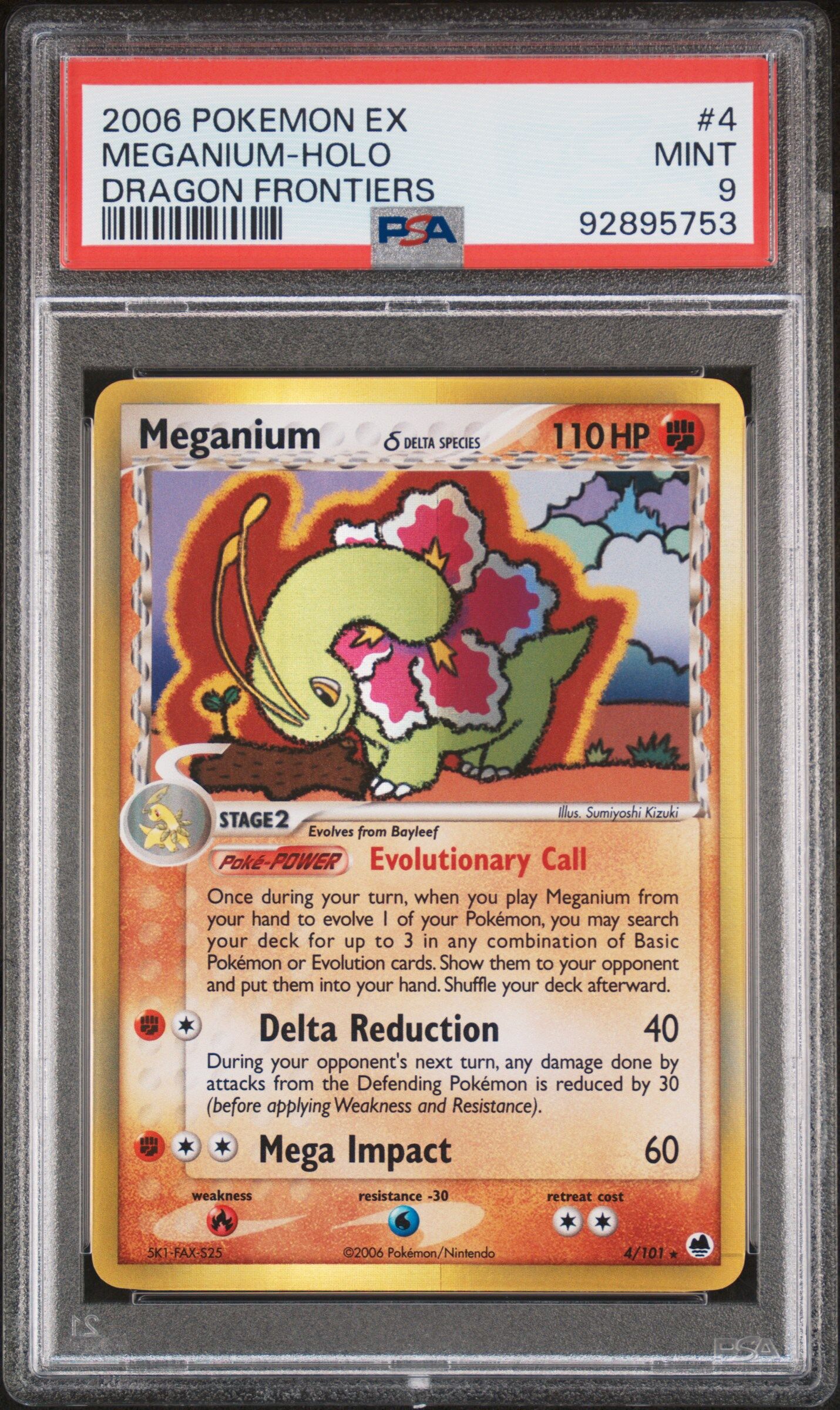 2006 POKEMON EX DRAGON FRONTIERS 4 MEGANIUM-HOLO - PSA 9 MINT - Pokémon 2006 POKEMON EX DRAGON FRONTIERS 4 MEGANIUM-HOLO - PSA 9 MINT - Pokémon