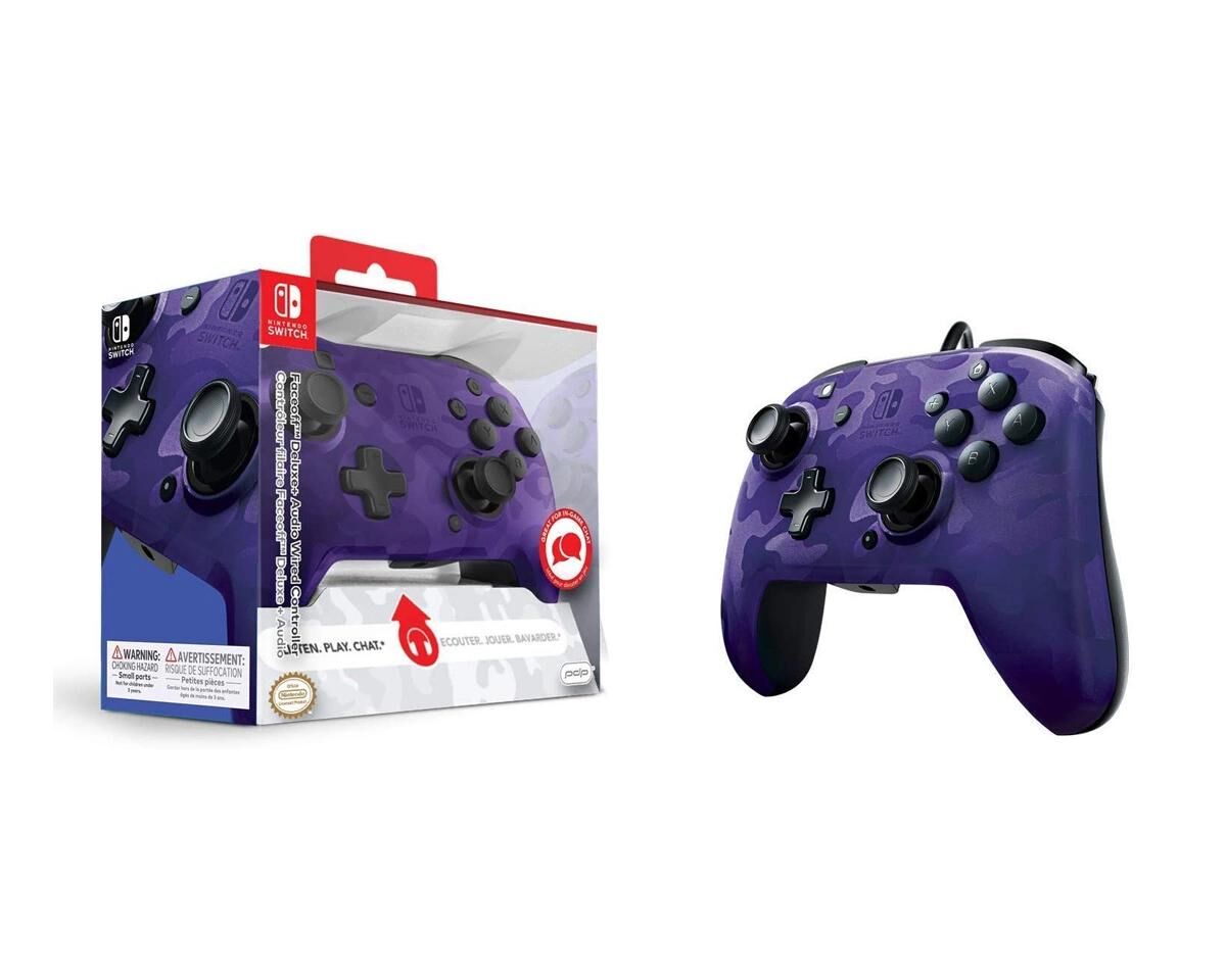 PDP Faceoff Deluxe+ Audio Wired Controller [Camo Purple] - Nintendo Switch - EN
