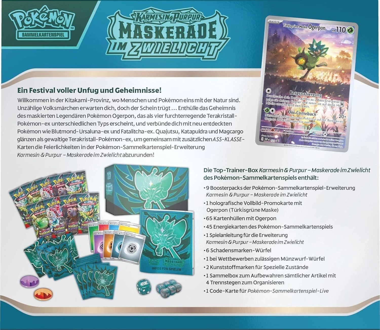Pokémon TCG: Karmesin & Purpur Maskerade im Zwielicht Top-Trainer-Box - DE