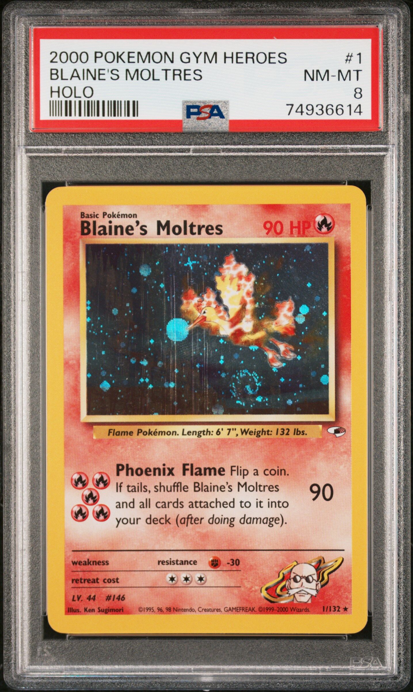 Blaine's Moltres 1/132 - Gym Heroes - Holo - PSA 8 NM-MT - Pokémon Blaine's Moltres 1/132 - Gym Heroes - Holo - PSA 8 NM-MT - Pokémon
