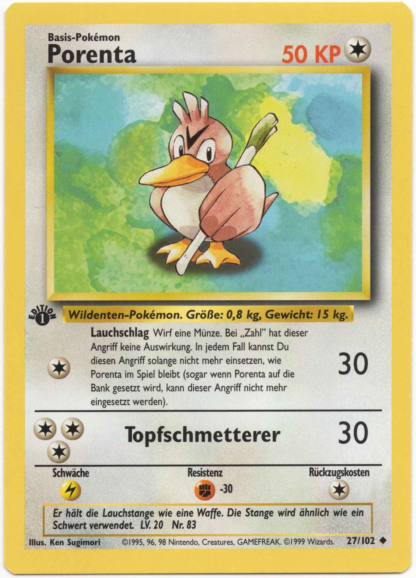 porenta-27-102-pok-mon-tcg-1-edition Porenta 27/102 1. Edition - Pokémon TCG