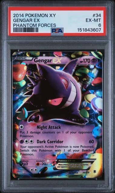 Gengar ex #34 - XY Phantom Forces - PSA 6 EX-MT - Pokemon