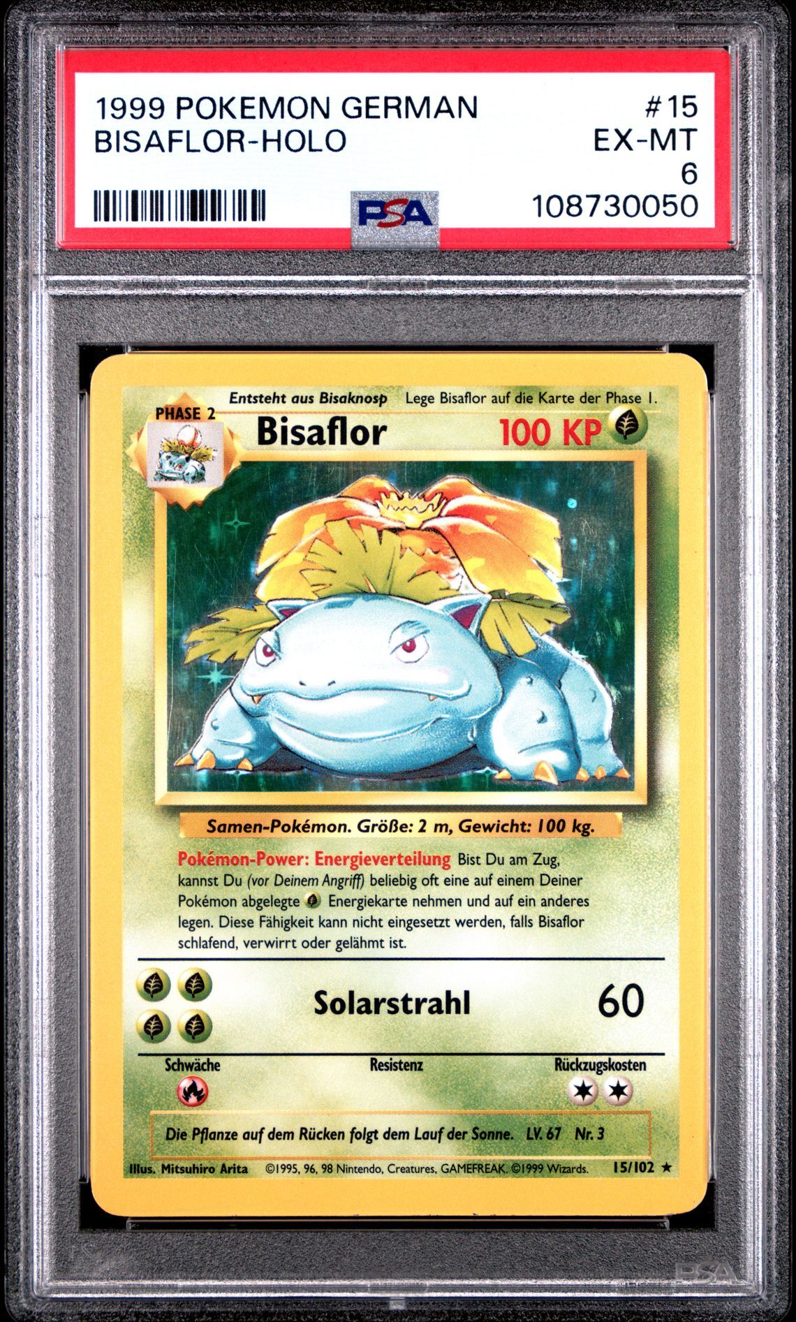1999 POKEMON GERMAN 15 BISAFLOR-HOLO - PSA 6 EX-MT - Pokémon 1999 POKEMON GERMAN 15 BISAFLOR-HOLO - PSA 6 EX-MT - Pokémon