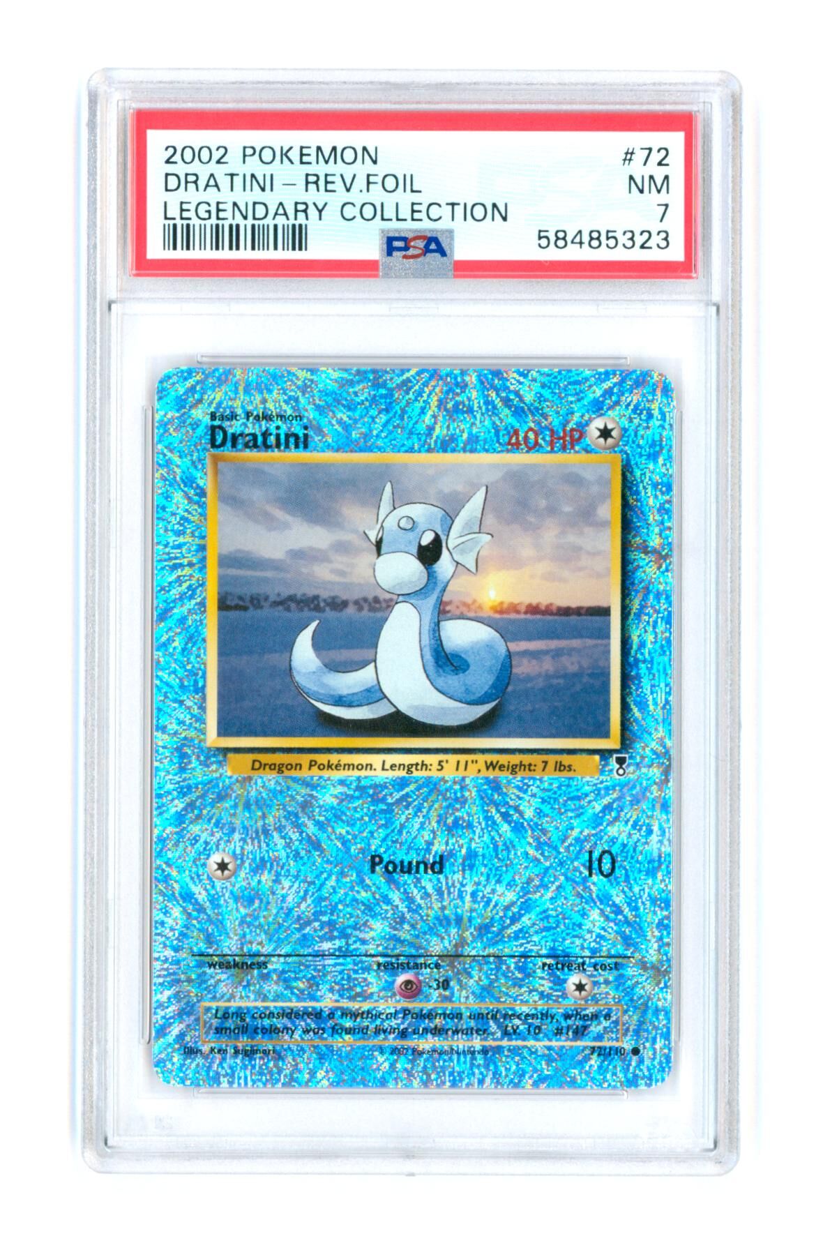 Dratini 72/110 - Legendary Collection - Rev. Foil - 2002 - PSA 7 NM - Pokémon
