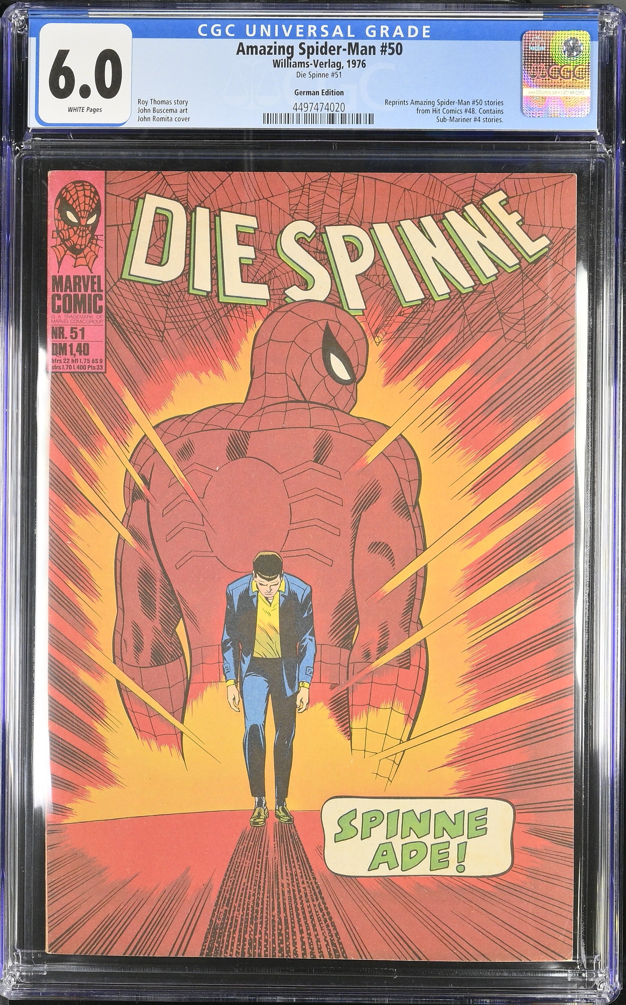 Amazing Spider-Man #50 CGC 6.0 Spinne #51 Williams