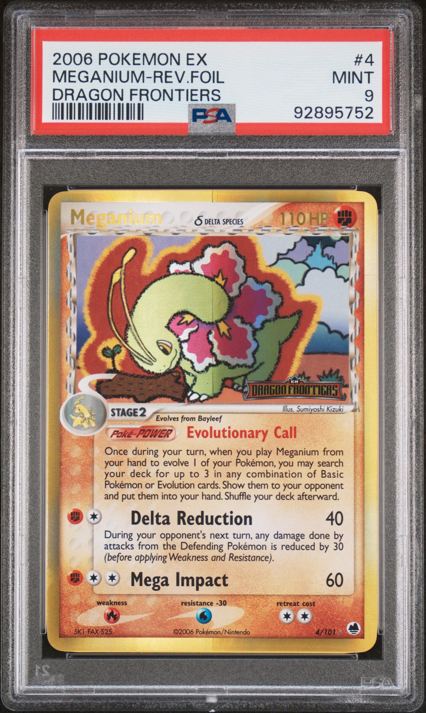 2006 POKEMON EX DRAGON FRONTIERS 4 MEGANIUM-REVERSE FOIL - PSA 9 MINT - Pokémon 2006 POKEMON EX DRAGON FRONTIERS 4 MEGANIUM-REVERSE FOIL - PSA 9 MINT - Pokémon