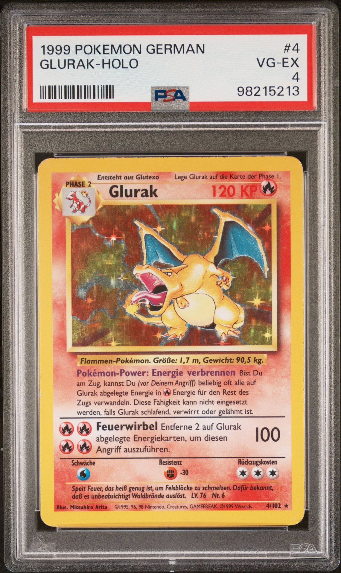 1999 POKEMON GERMAN 4 GLURAK-HOLO - PSA 4 VG-EX - Pokémon 1999 POKEMON GERMAN 4 GLURAK-HOLO - PSA 4 VG-EX - Pokémon