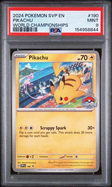 Pikachu World Championships #190 - 2024 svp en-sv Black Star Promo - PSA 9 MINT - Pokemon