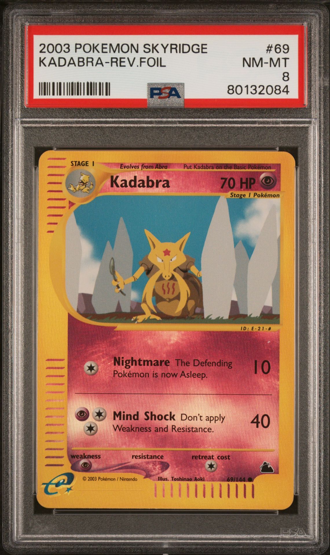 2003 POKEMON SKYRIDGE 69 KADABRA-REVERSE FOIL - PSA 8 NM-MT 2003 POKEMON SKYRIDGE 69 KADABRA-REVERSE FOIL - PSA 8 NM-MT