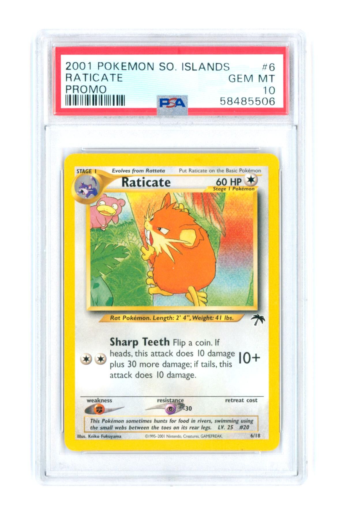 Raticate 6/18 - Promo - So. Islands - 2001 - PSA 10 GEM MINT - Pokémon