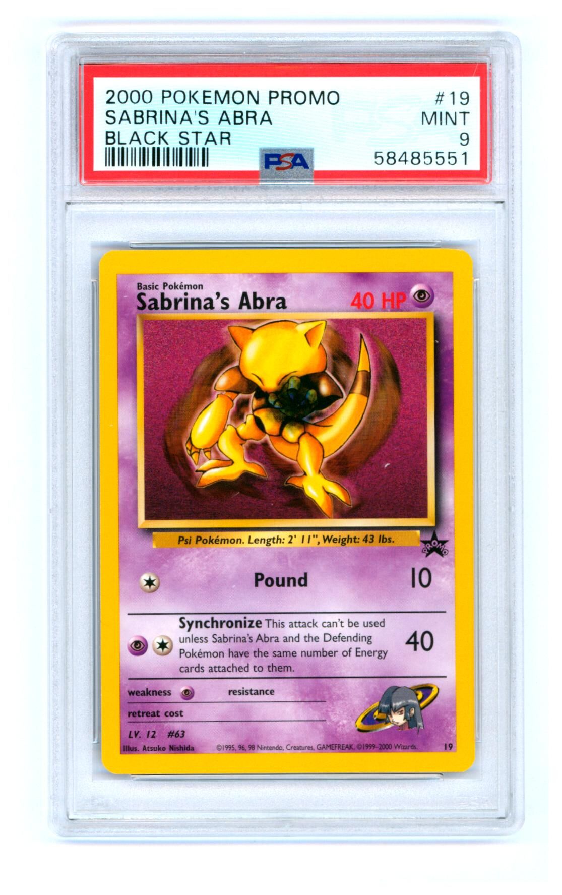 Sabrina's Abra - Black Star Promo 19 - PSA 9 MINT - Pokémon