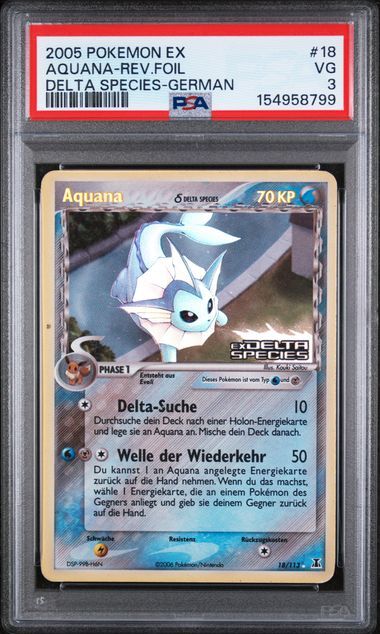Aquana #18 - Ex Delta Species - Reverse Holo - PSA 3 VG - Pokemon