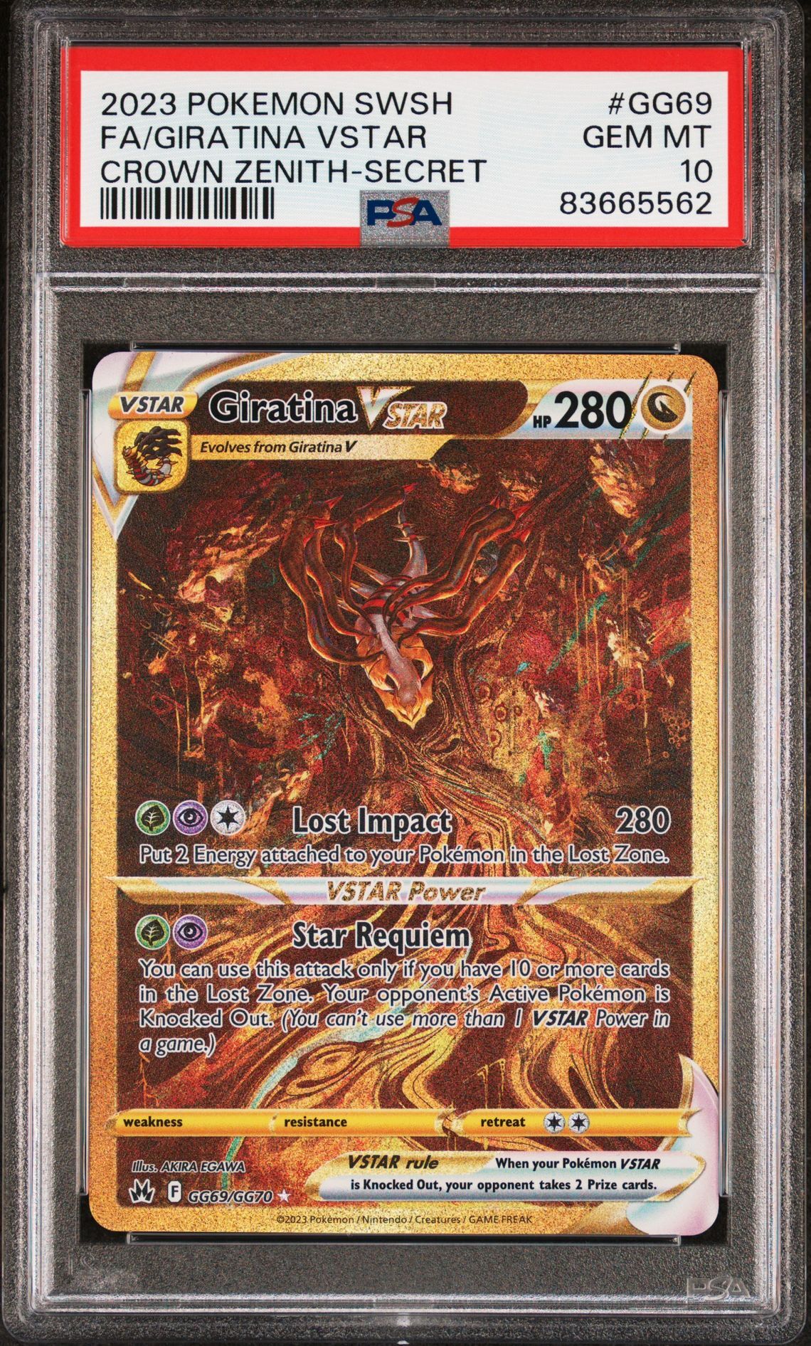 2023 POKEMON SWORD AND SHIELD CROWN ZENITH GG69 FULL ART/GIRATINA VSTAR SECRET - PSA 10 GEM-MT 2023 POKEMON SWORD AND SHIELD CROWN ZENITH GG69 FULL ART/GIRATINA VSTAR SECRET - PSA 10 GEM-MT