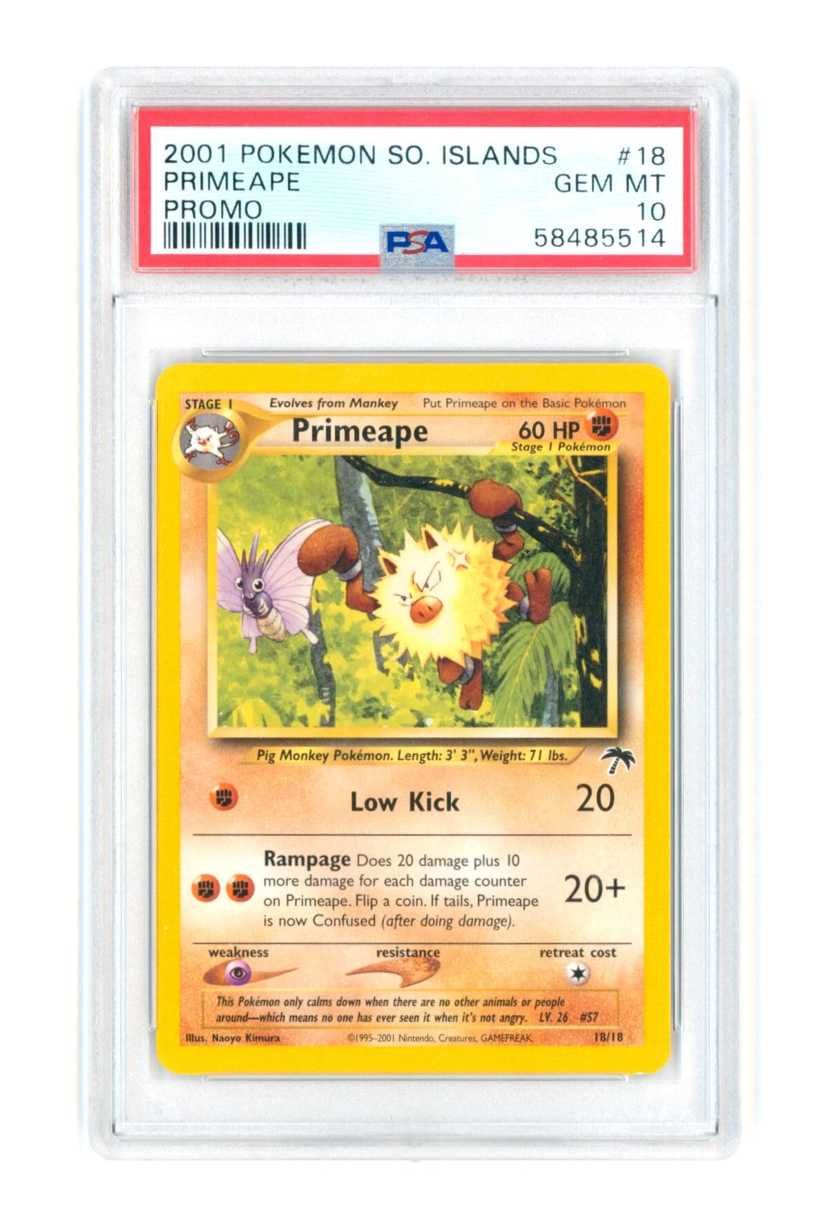 Primeape 18/18 - Promo - So. Islands - 2001 - PSA 10 GEM-MT - Pokémon