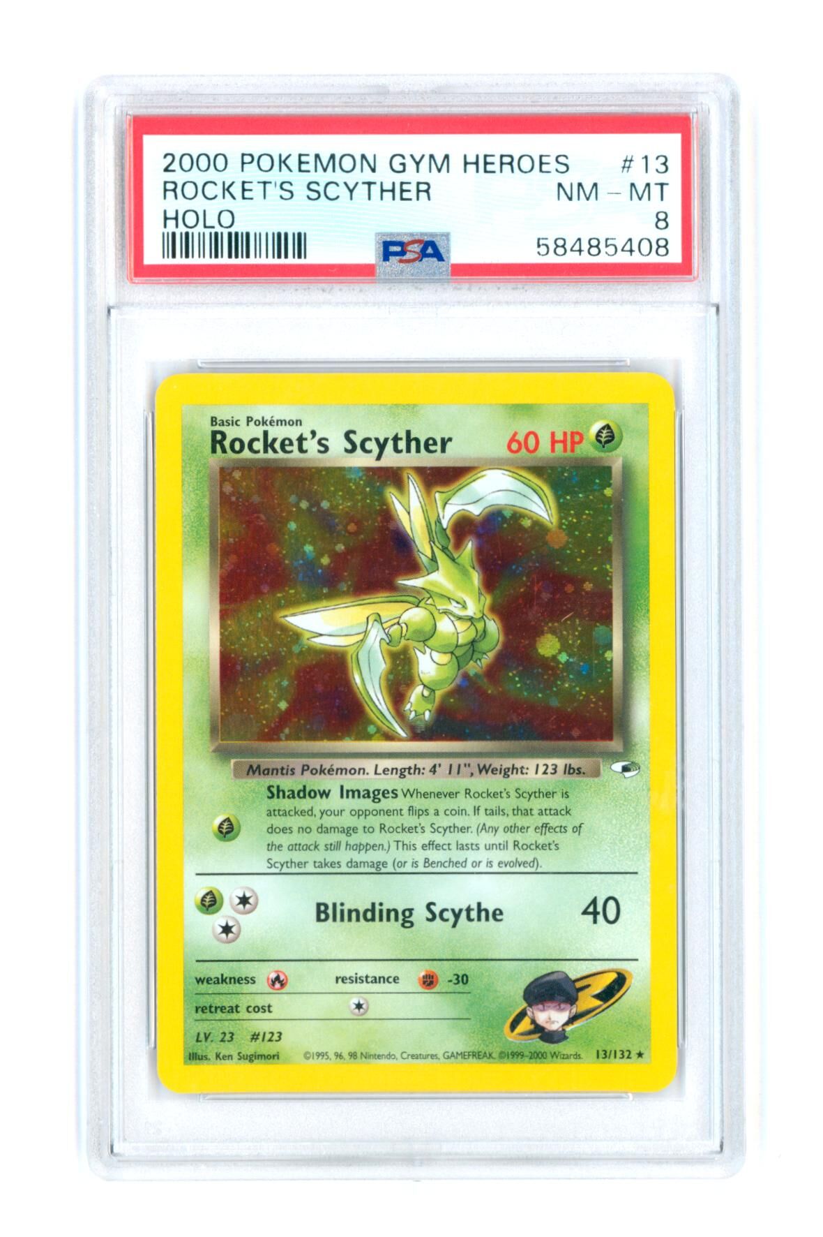 Rocket`s Scyther 13/132 - Holo - Gym Heroes - 2000 - PSA 8 NM-MT - Pokémon