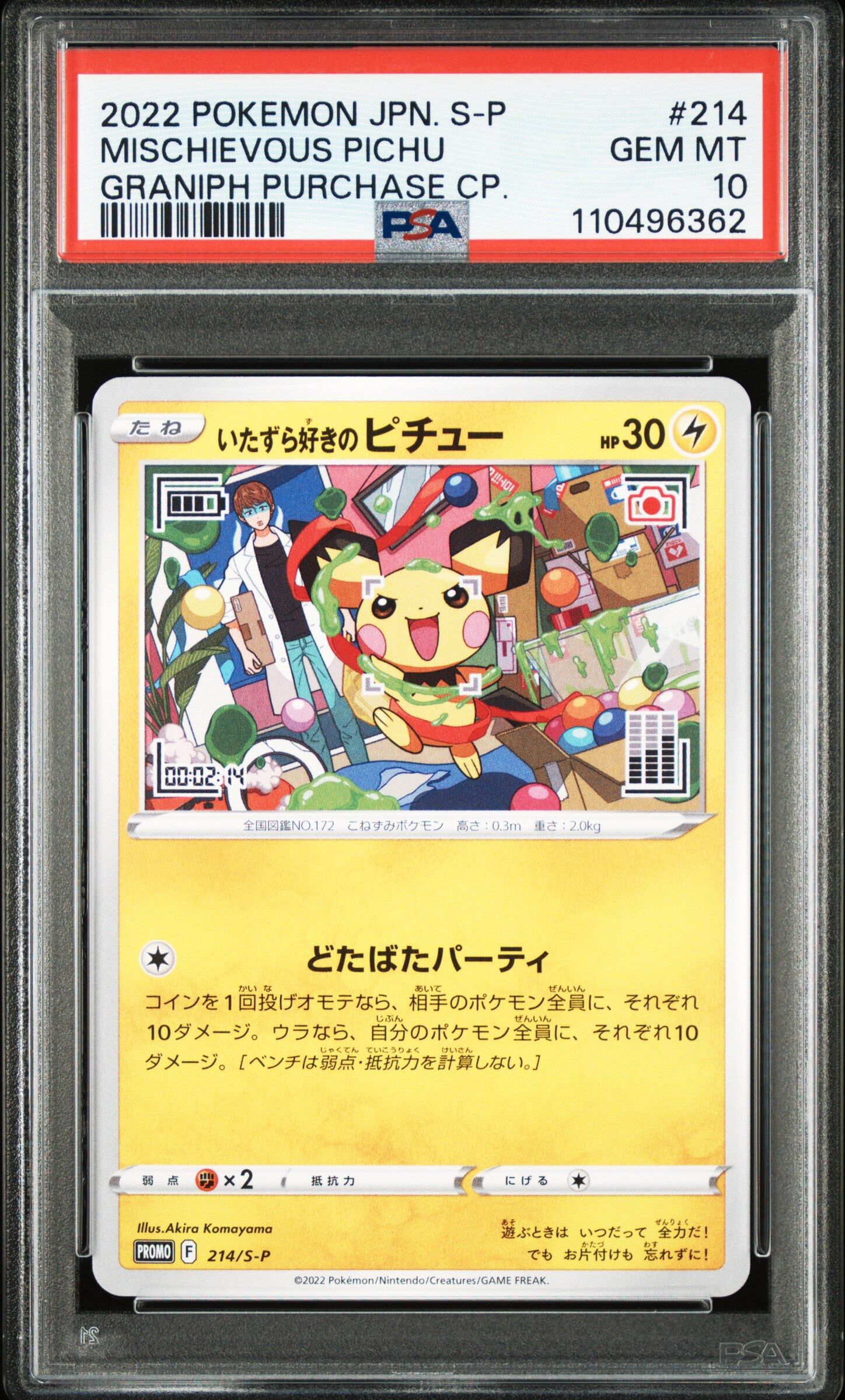 2022 POKEMON JAPANESE S PROMO #214 MISCHIEVOUS PICHU GRANIPH PURCHASE CP. - PSA 10 GEM-MT - Pokémon 2022 POKEMON JAPANESE S PROMO #214 MISCHIEVOUS PICHU GRANIPH PURCHASE CP. - PSA 10 GEM-MT - Pokémon