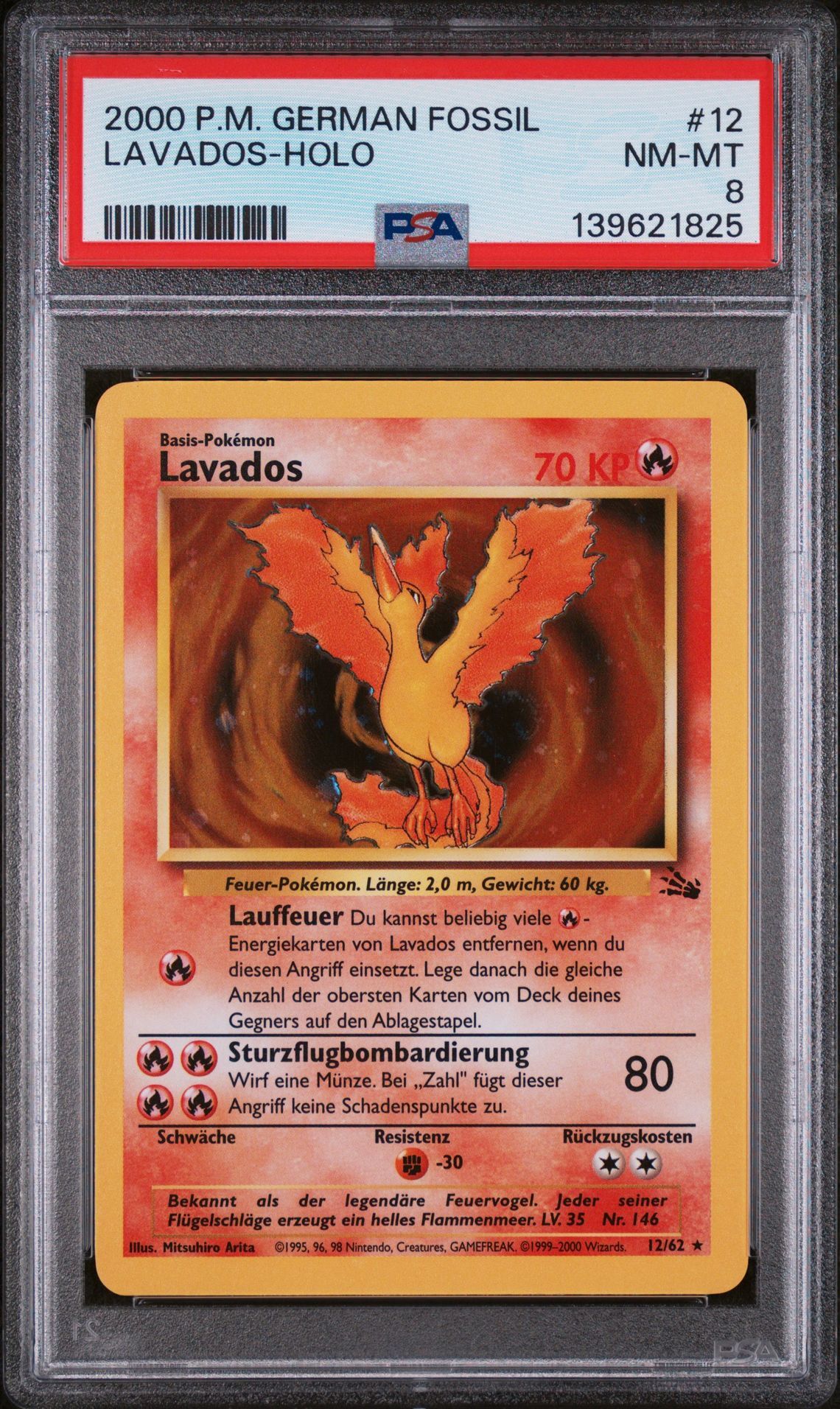 2000 POKEMON GERMAN FOSSIL #12 LAVADOS-HOLO - PSA 8 NM-MT - Pokemon