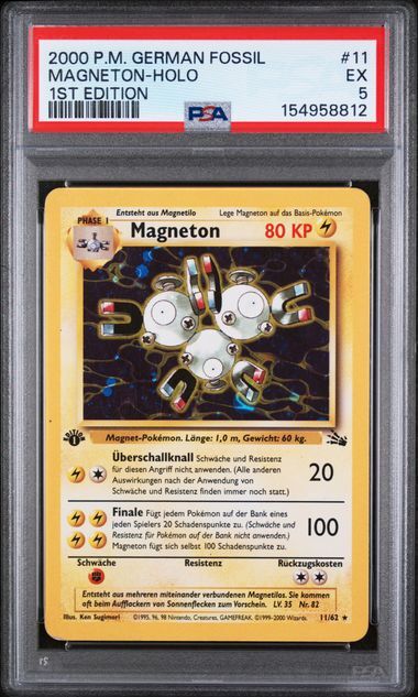 Magneton #11 - 2000 German Fossil - Holo - 1st Edition - PSA 5 EX - Pokemon