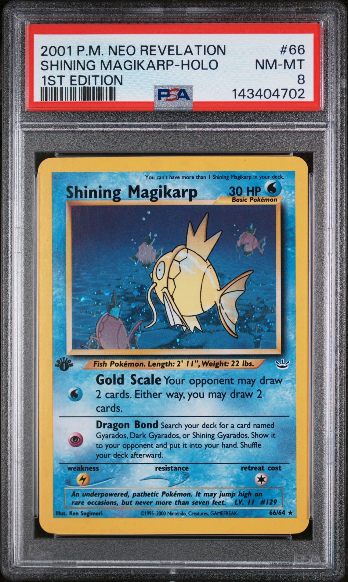 2001 POKEMON NEO REVELATION #66 SHINING MAGIKARP-HOLO 1ST EDITION - PSA 8 NM-MT - Pokemon 2001 POKEMON NEO REVELATION #66 SHINING MAGIKARP-HOLO 1ST EDITION - PSA 8 NM-MT - Pokemon