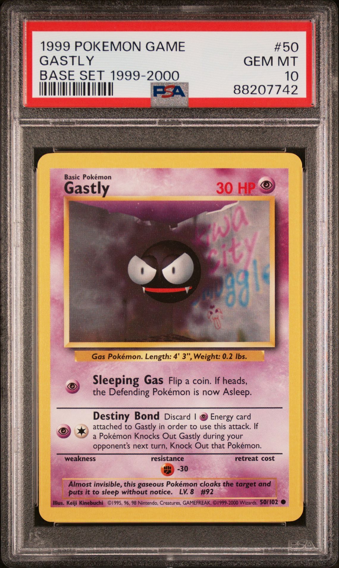 1999 POKEMON GAME 50 GASTLY BASE SET 1999-2000 - PSA 10 GEM-MT - Pokémon 1999 POKEMON GAME 50 GASTLY BASE SET 1999-2000 - PSA 10 GEM-MT - Pokémon