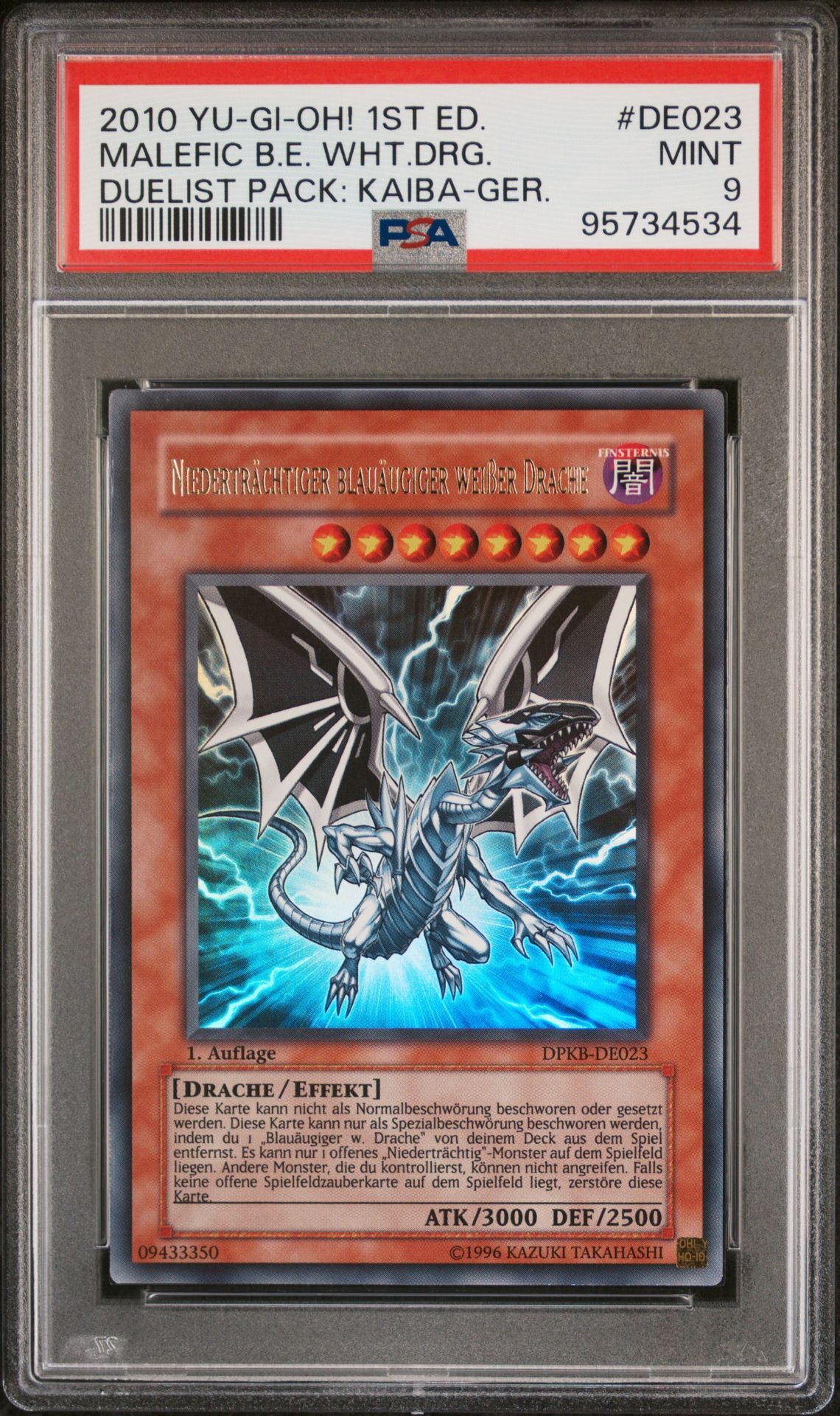 2010 YU-GI-OH! DUELIST PACK: KAIBA DE023 MALEFIC BLUE-EYES WHITE DRAGON 1ST EDITION-GERMAN - PSA 9 MINT - Yu-Gi-Oh! 2010 YU-GI-OH! DUELIST PACK: KAIBA DE023 MALEFIC BLUE-EYES WHITE DRAGON 1ST EDITION-GERMAN - PSA 9 MINT - Yu-Gi-Oh!