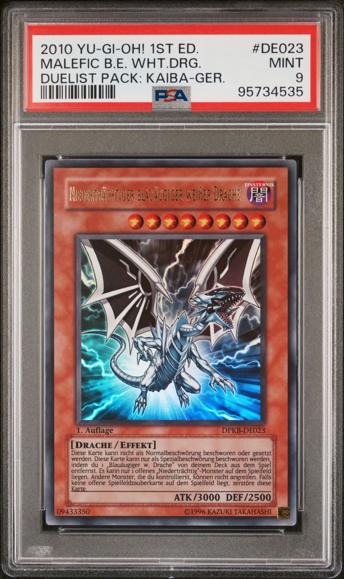 2010 YU-GI-OH! DUELIST PACK: KAIBA DE023 MALEFIC BLUE-EYES WHITE DRAGON 1ST EDITION-GERMAN - PSA 9 MINT - Yu-Gi-Oh! 2010 YU-GI-OH! DUELIST PACK: KAIBA DE023 MALEFIC BLUE-EYES WHITE DRAGON 1ST EDITION-GERMAN - PSA 9 MINT - Yu-Gi-Oh!