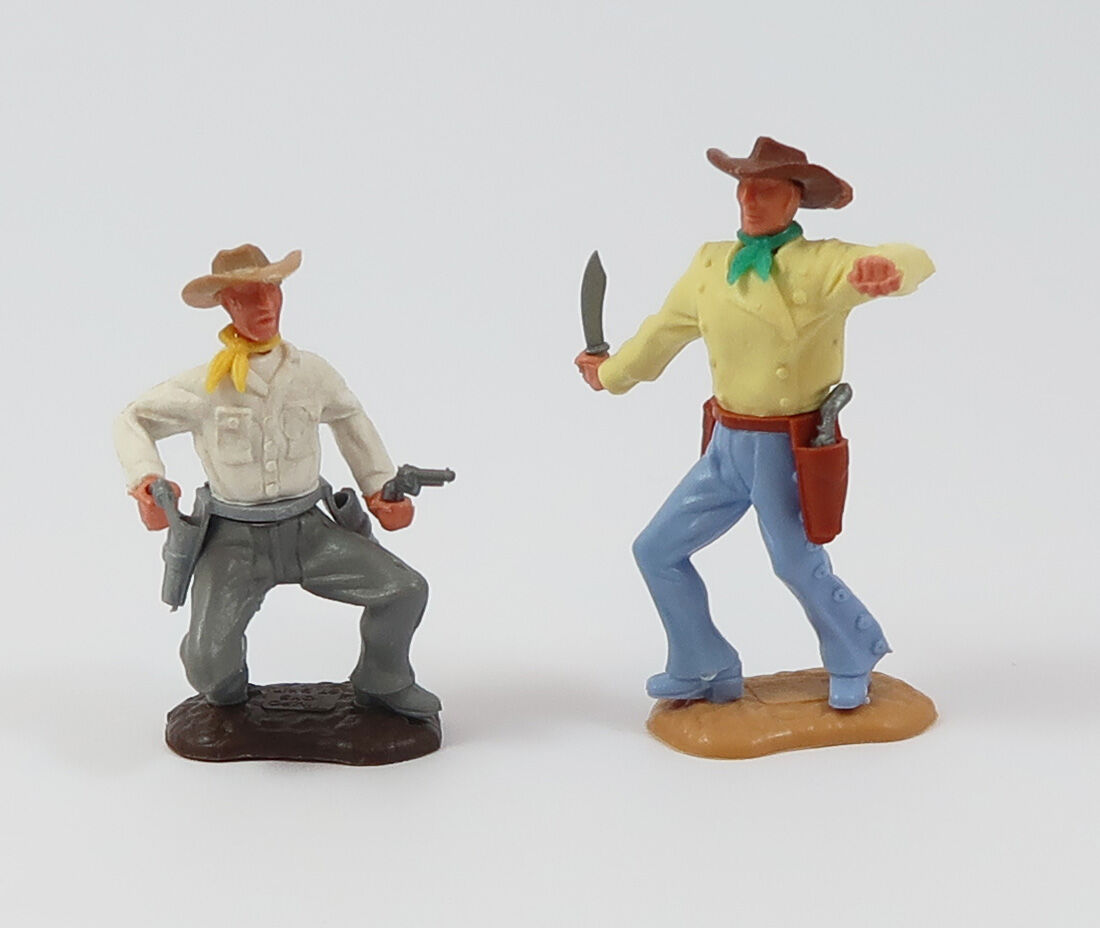 timpo_cowboy_kombination_pistolen_messer_001 Timpo 2 Cowboys mit Pistolen und Messer