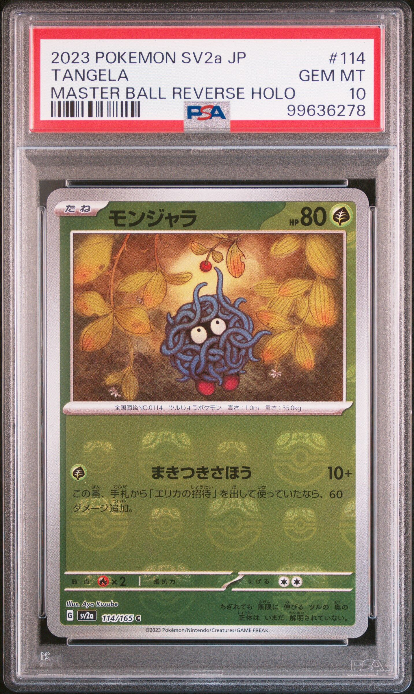 2023 POKEMON JAPANESE SV2A-POKEMON 151 #114 TANGELA MASTER BALL REVERSE HOLO - PSA 10 GEM-MT - Pokémon 2023 POKEMON JAPANESE SV2A-POKEMON 151 #114 TANGELA MASTER BALL REVERSE HOLO - PSA 10 GEM-MT - Pokémon