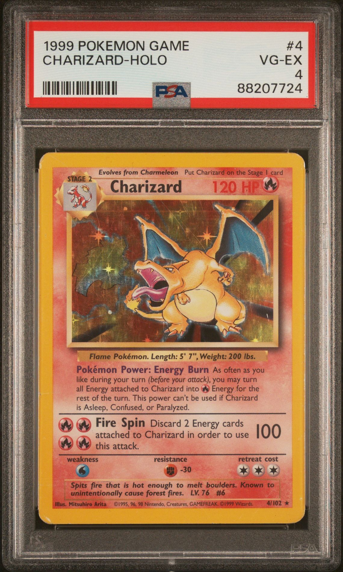 1999 POKEMON GAME 4 CHARIZARD-HOLO - PSA 4 VG-EX - Pokémon 1999 POKEMON GAME 4 CHARIZARD-HOLO - PSA 4 VG-EX - Pokémon