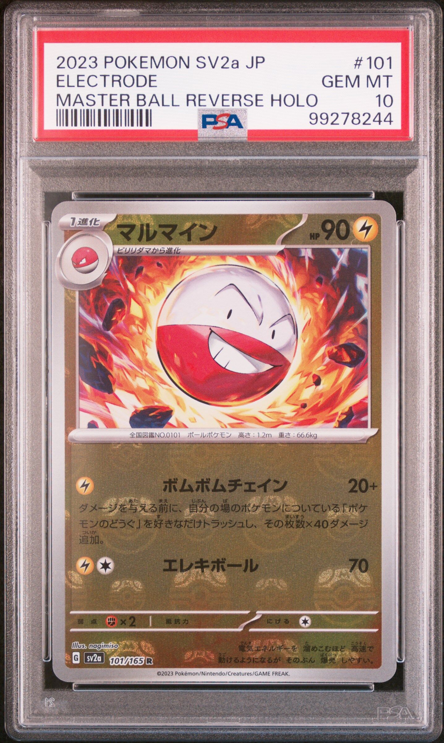 2023 POKEMON JAPANESE SV2A-POKEMON 151 #101 ELECTRODE MASTER BALL REVERSE HOLO - PSA 10 GEM-MT - Pokémon 2023 POKEMON JAPANESE SV2A-POKEMON 151 #101 ELECTRODE MASTER BALL REVERSE HOLO - PSA 10 GEM-MT - Pokémon
