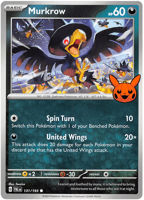 Murkrow - PAL 131 - Trick or Trade 2023 Stamp - EN Murkrow - PAL 131 - Trick or Trade 2023 Stamp - EN