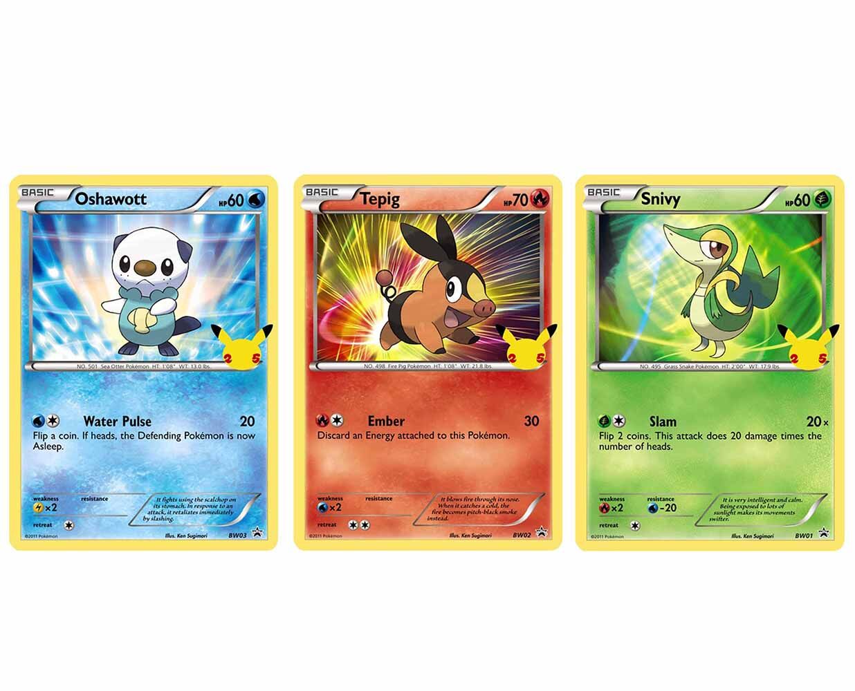 Pokémon 25th Anniversary Unova Starters 3 Pack Jumbo Promos - EN