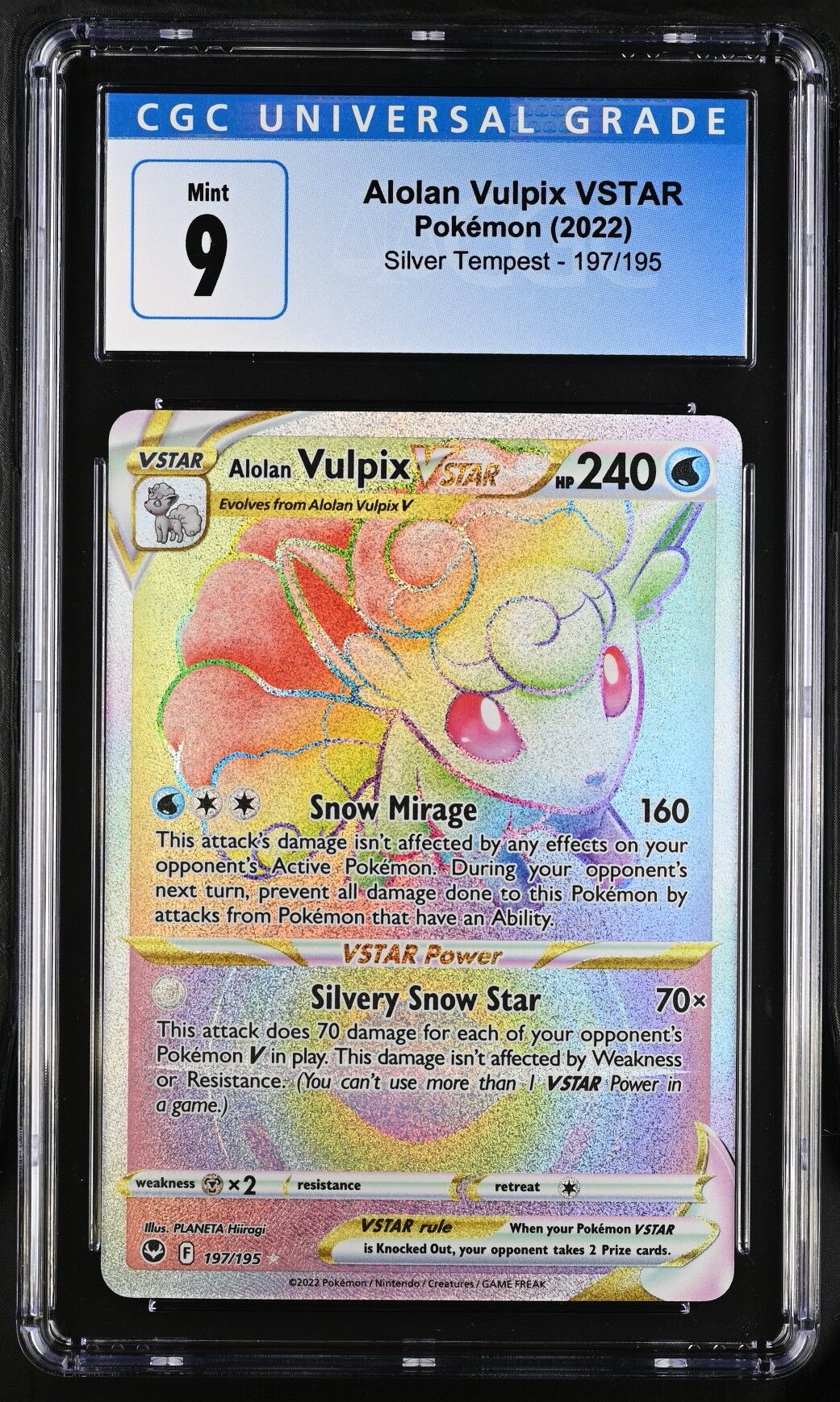 Alolan Vulpix Vstar 197/195 - Silver Tempest - 2022 - CGC 9 MINT - Pokémon