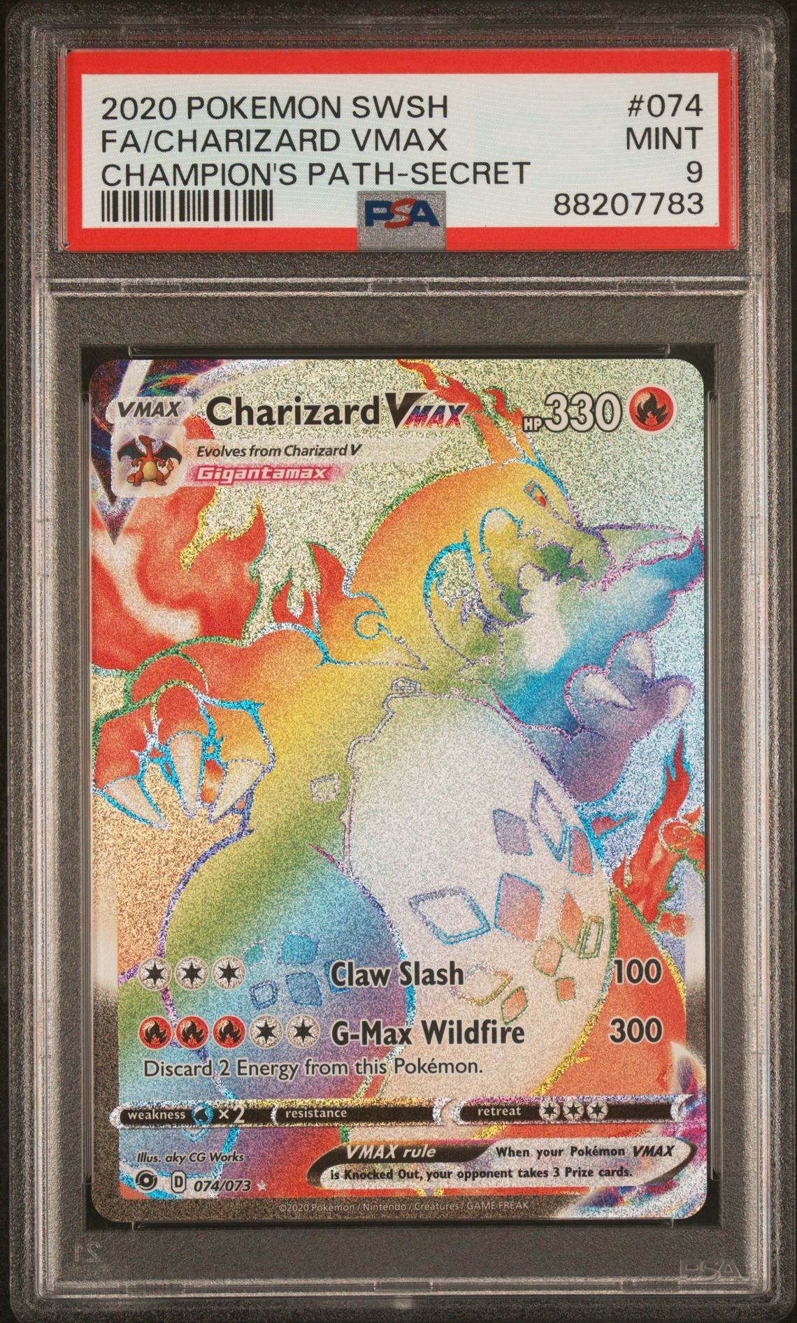 2020 POKEMON SWORD & SHIELD CHAMPION'S PATH 074 FULL ART/CHARIZARD VMAX SECRET - PSA 9 MINT - Pokémon 2020 POKEMON SWORD & SHIELD CHAMPION'S PATH 074 FULL ART/CHARIZARD VMAX SECRET - PSA 9 MINT - Pokémon