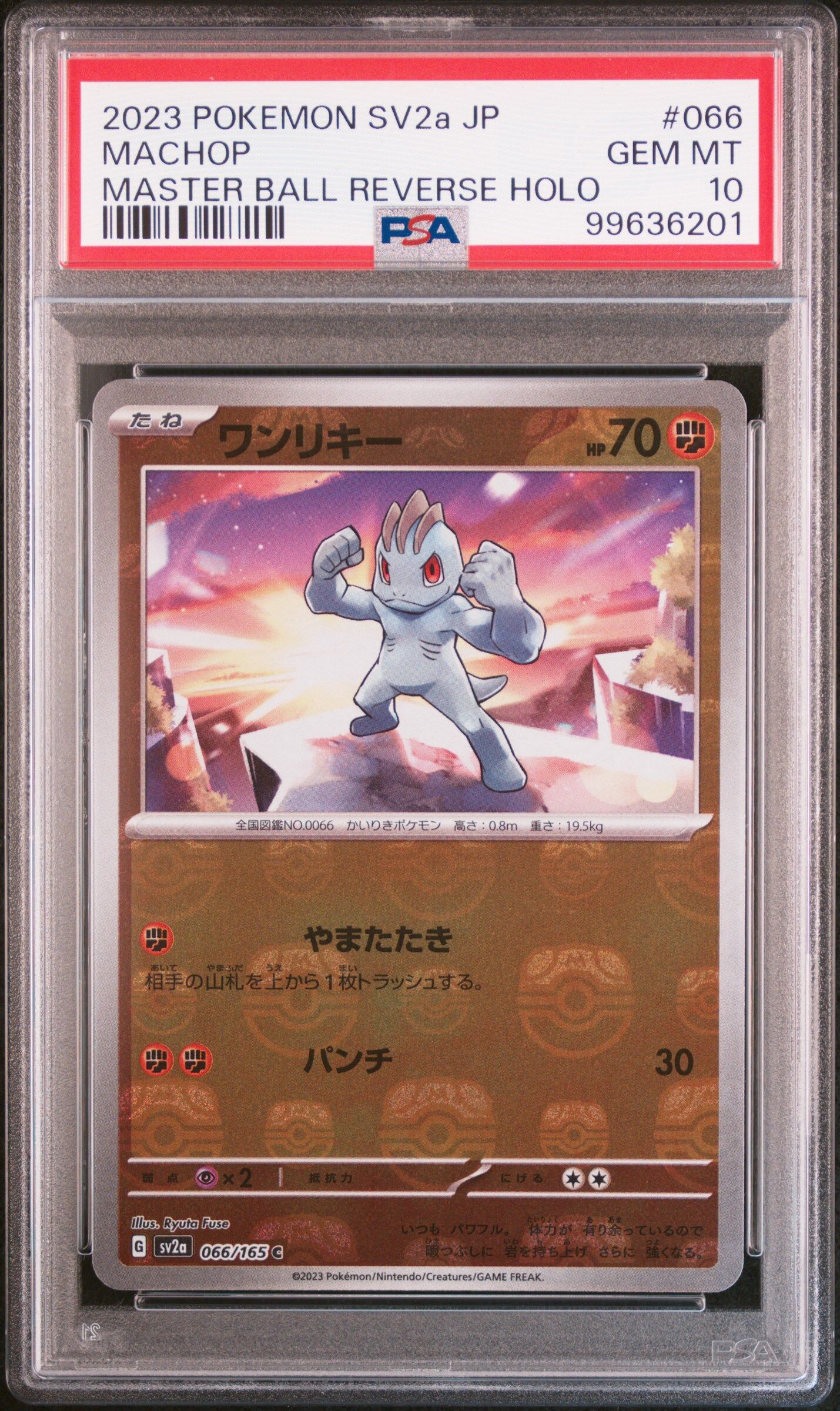 2023 POKEMON JAPANESE SV2A-POKEMON 151 #066 MACHOP MASTER BALL REVERSE HOLO - PSA 10 GEM-MT - Pokémon