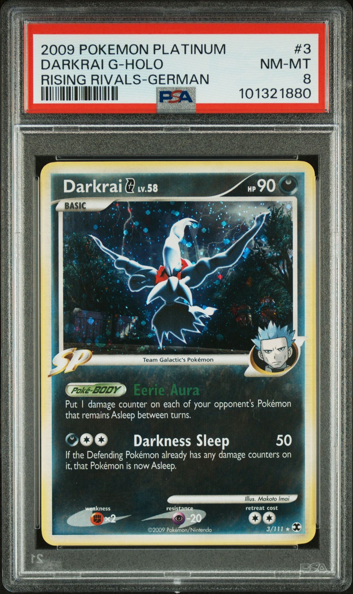 2009 POKEMON PLATINUM RISING RIVALS 3 DARKRAI G-HOLO GERMAN - PSA 8 NM-MT - Pokémon