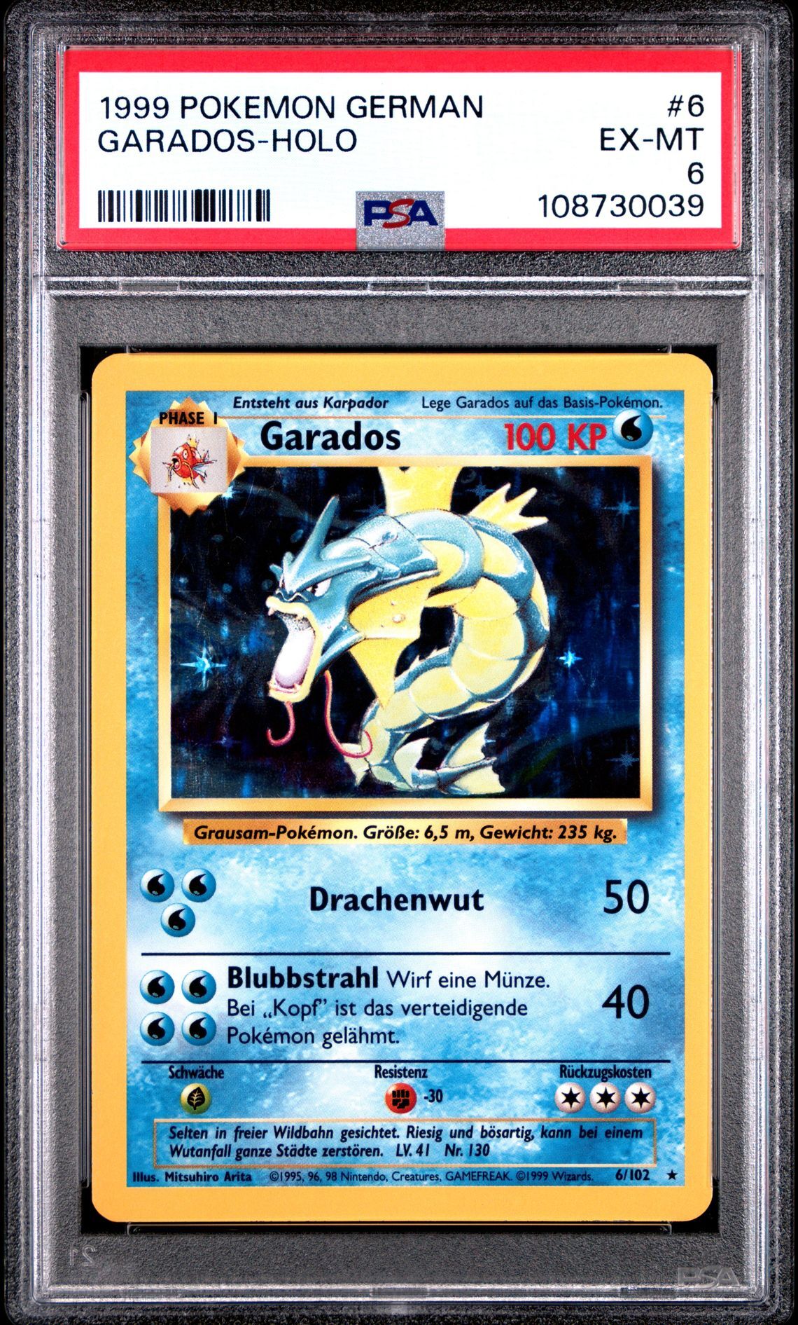 1999 POKEMON GERMAN 6 GARADOS-HOLO - PSA 6 EX-MT - Pokémon 1999 POKEMON GERMAN 6 GARADOS-HOLO - PSA 6 EX-MT - Pokémon