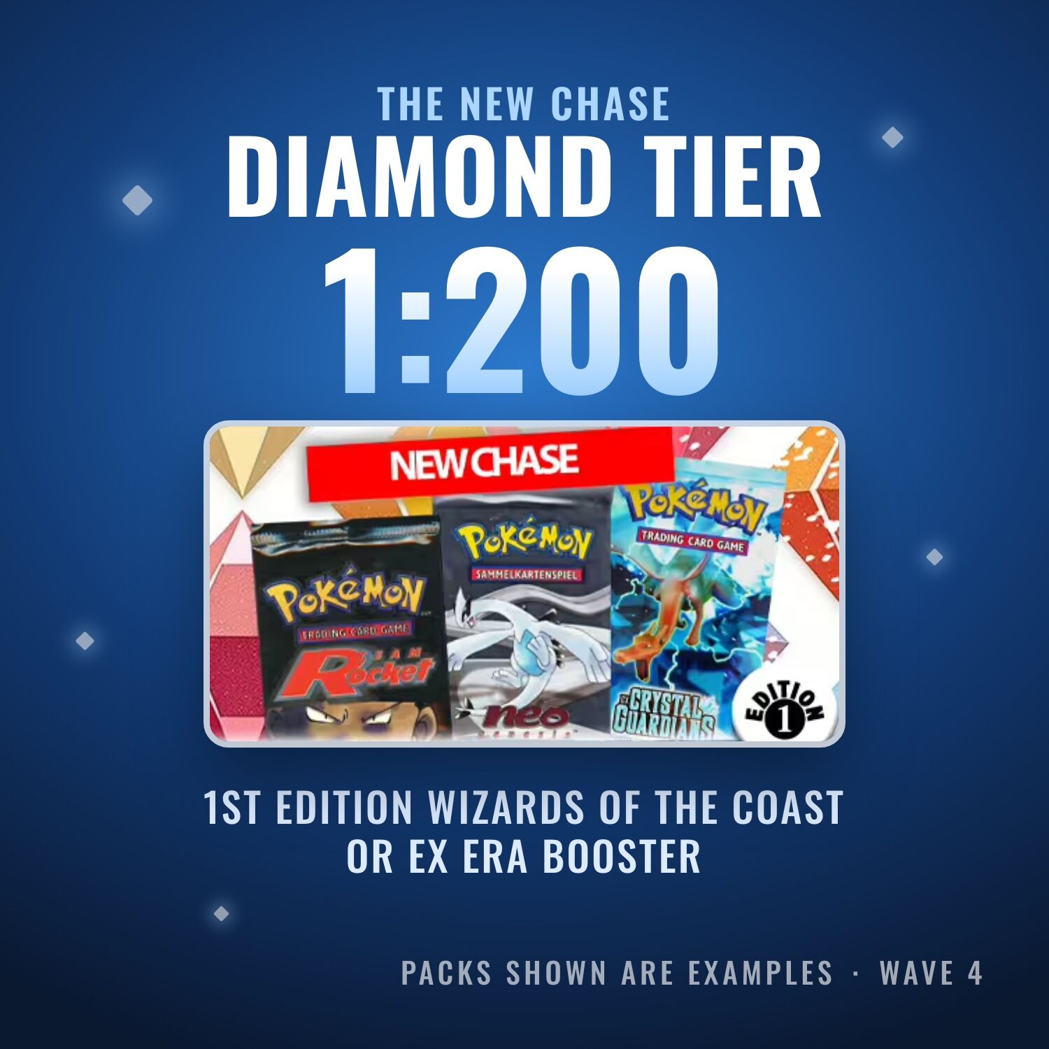 DIAMOND-Stufe 1:200: 1st-Edition-Booster von Wizards of the Coast oder aus der EX-Ära