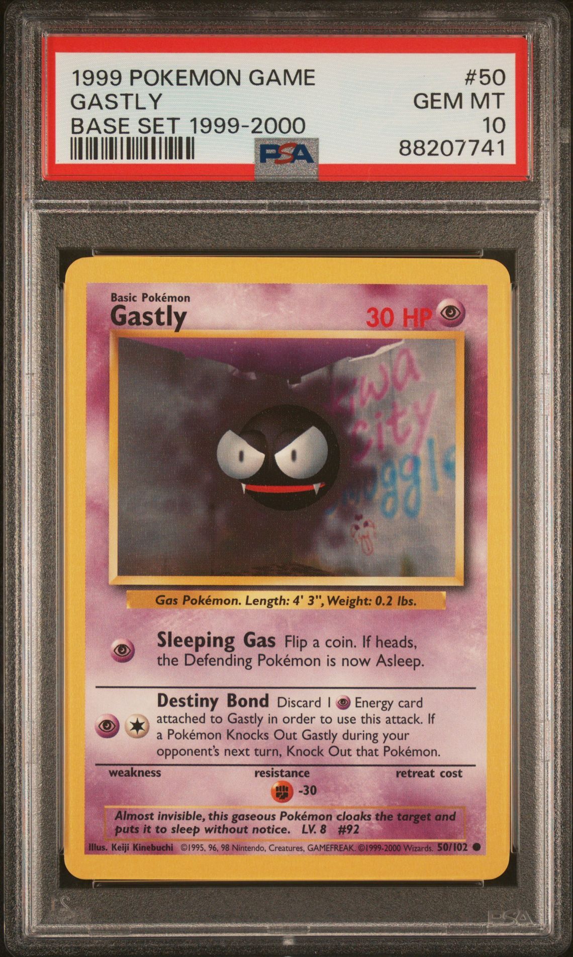 1999 POKEMON GAME 50 GASTLY BASE SET 1999-2000 - PSA 10 GEM-MT - Pokémon 1999 POKEMON GAME 50 GASTLY BASE SET 1999-2000 - PSA 10 GEM-MT - Pokémon
