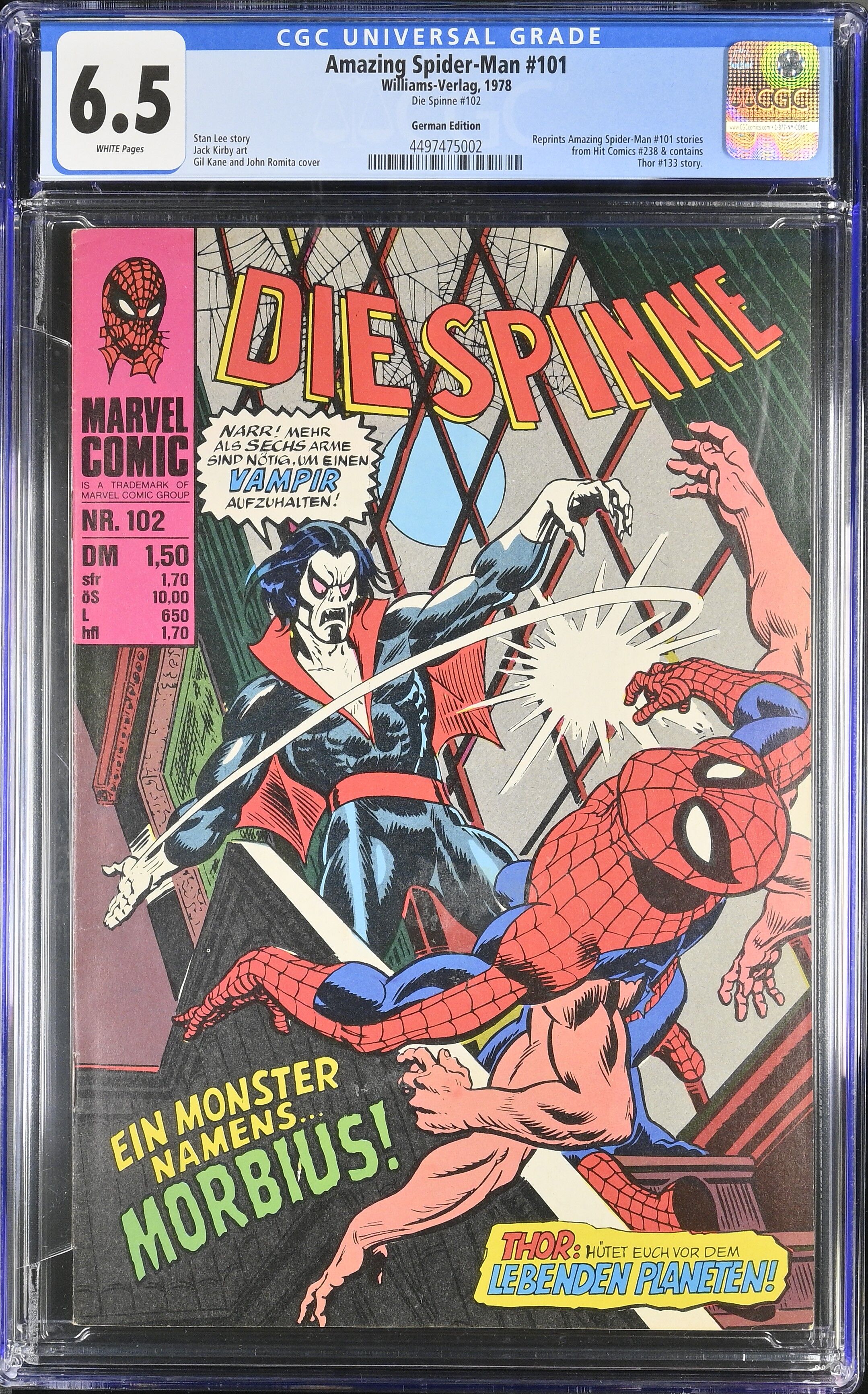 Amazing Spider-Man #101 CGC 6.5 Spinne #102 Williams
