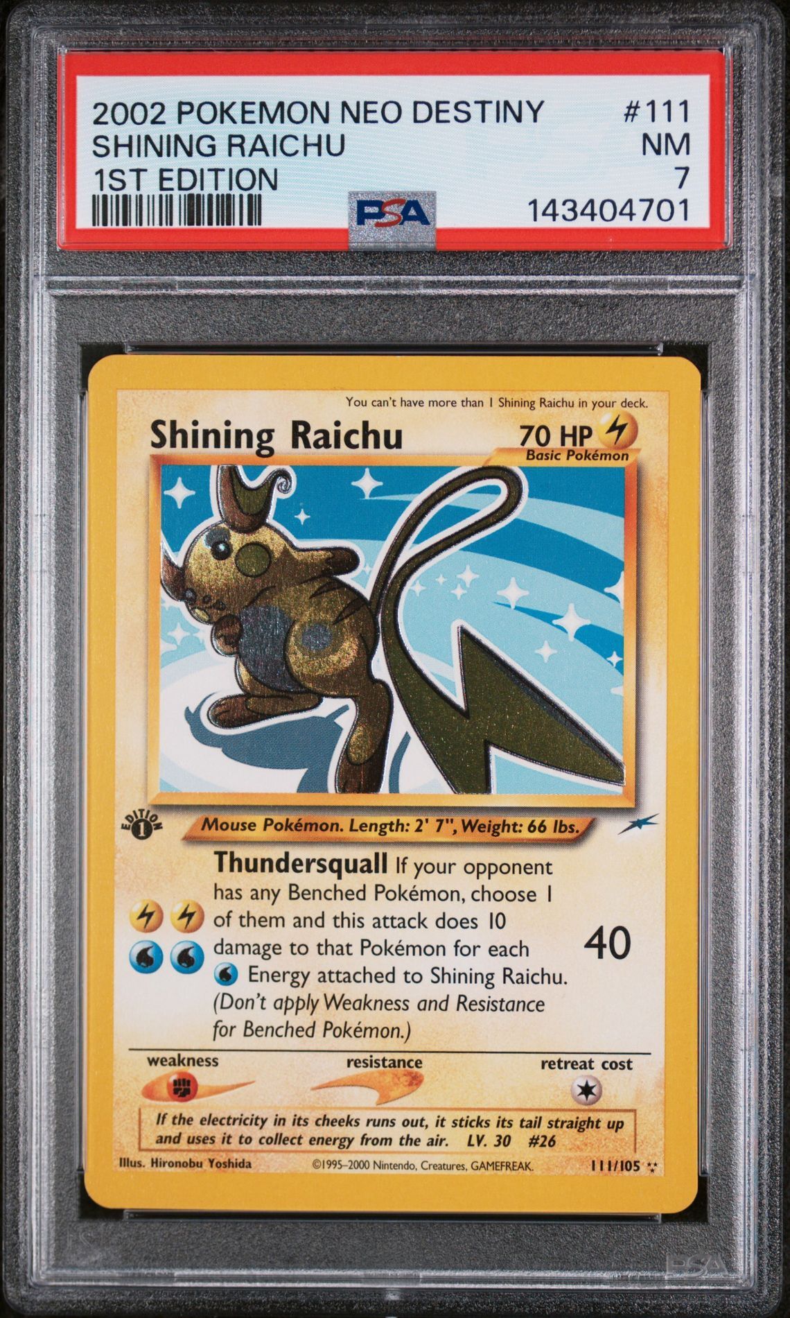 2002 POKEMON NEO DESTINY #111 SHINING RAICHU 1ST EDITION - NM 7 - Pokemon 2002 POKEMON NEO DESTINY #111 SHINING RAICHU 1ST EDITION - NM 7 - Pokemon
