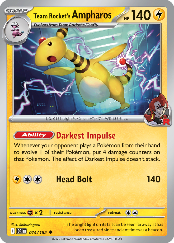 Team Rocket’s Ampharos - 074/182 - EN