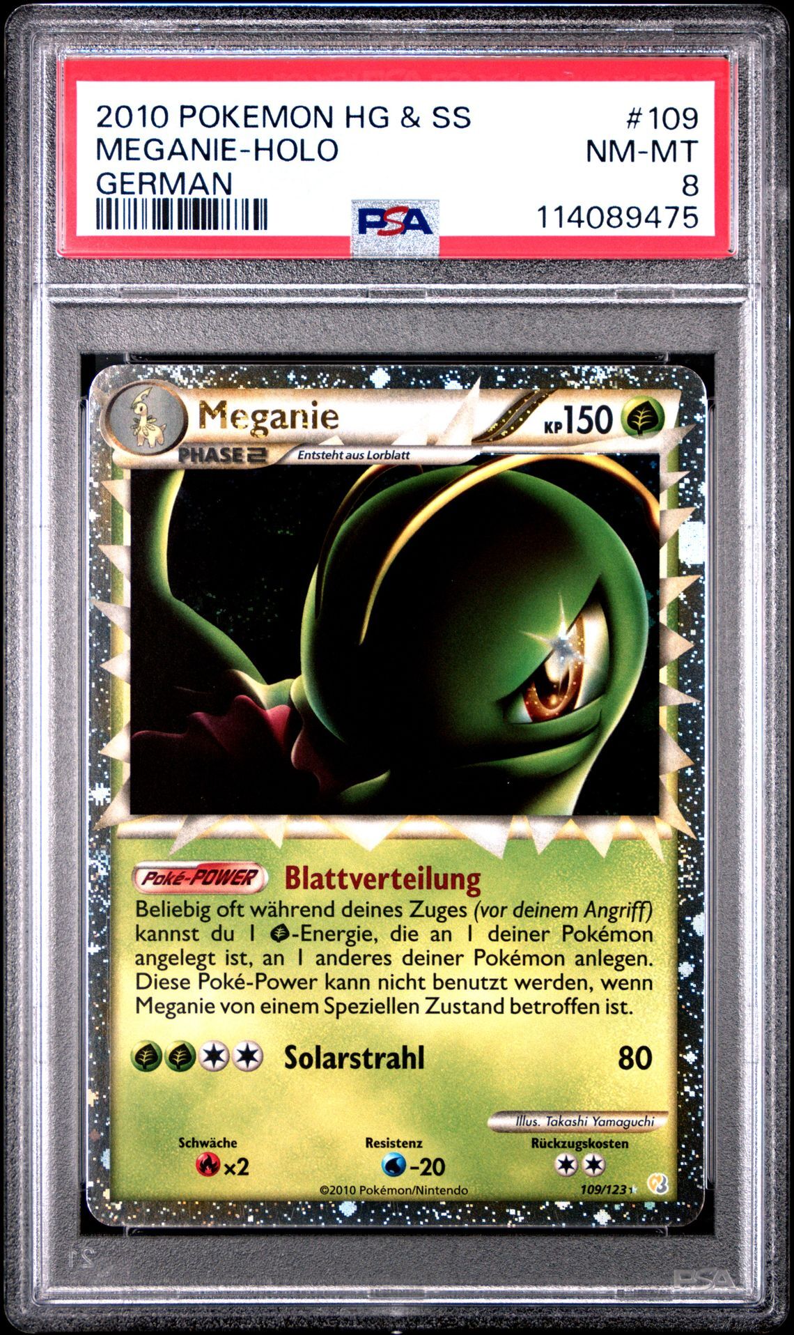 2010 POKEMON HEARTGOLD & SOULSILVER 109 MEGANIE-HOLO GERMAN - PSA 8 NM-MT - Pokémon 2010 POKEMON HEARTGOLD & SOULSILVER 109 MEGANIE-HOLO GERMAN - PSA 8 NM-MT - Pokémon