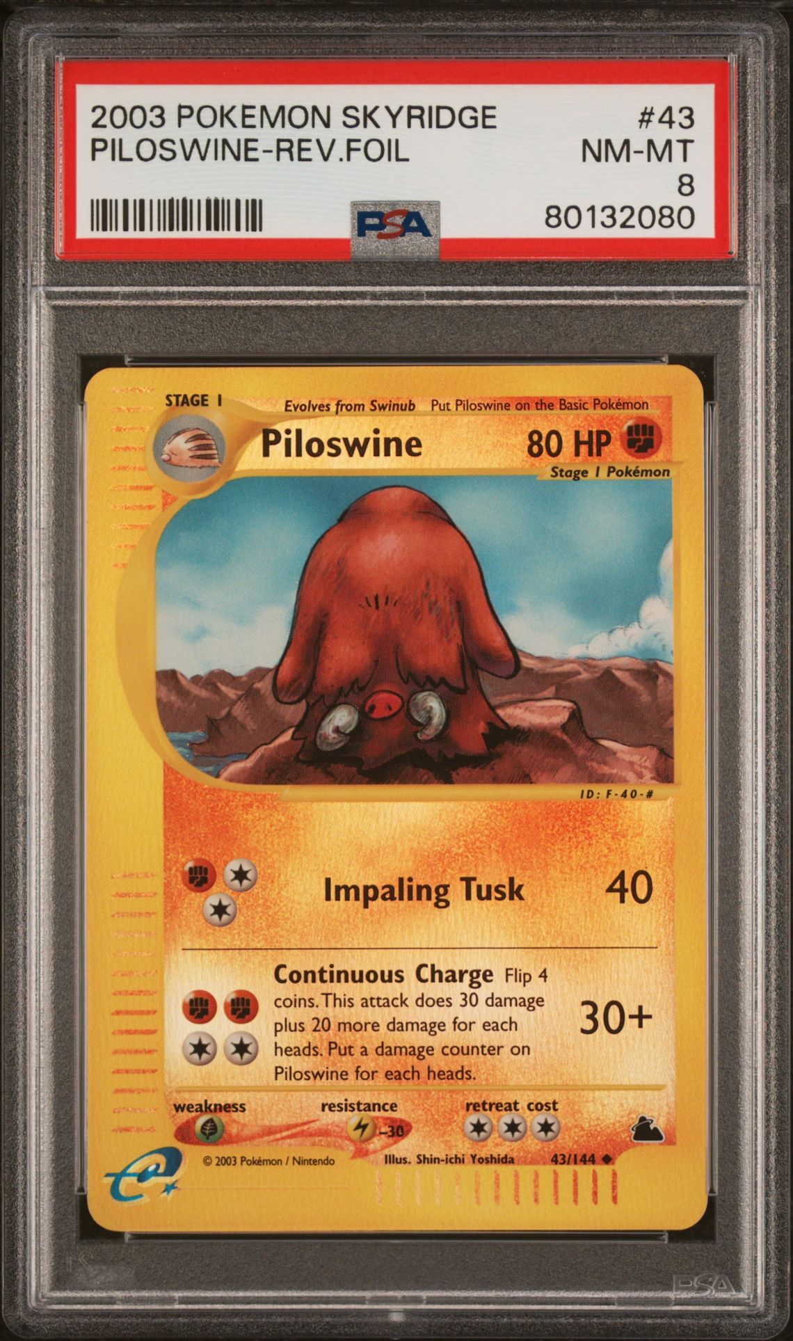 2003 POKEMON SKYRIDGE 43 PILOSWINE-REVERSE FOIL - PSA 8 NM-MT
