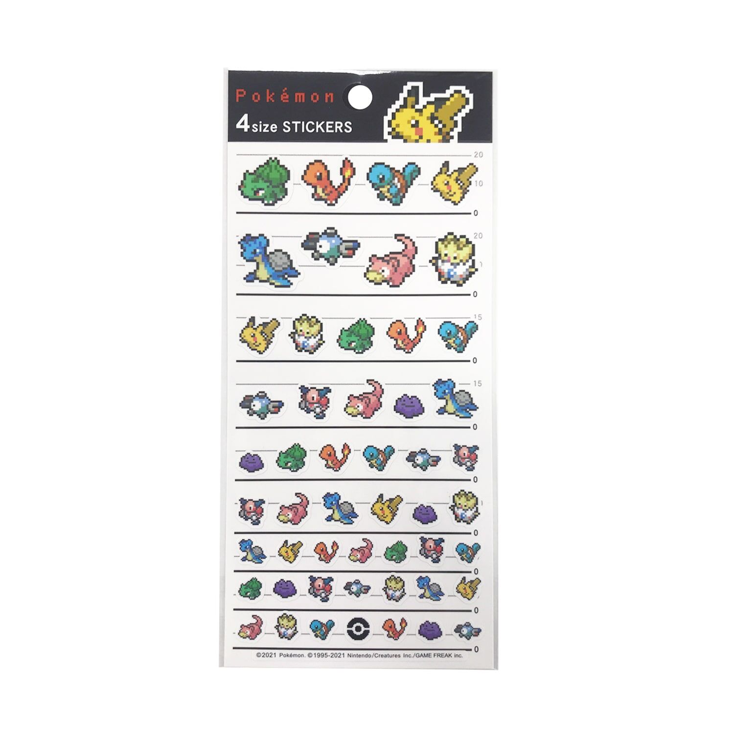 Pokemon 4 Size Sticker - Pikachu Pixel Art